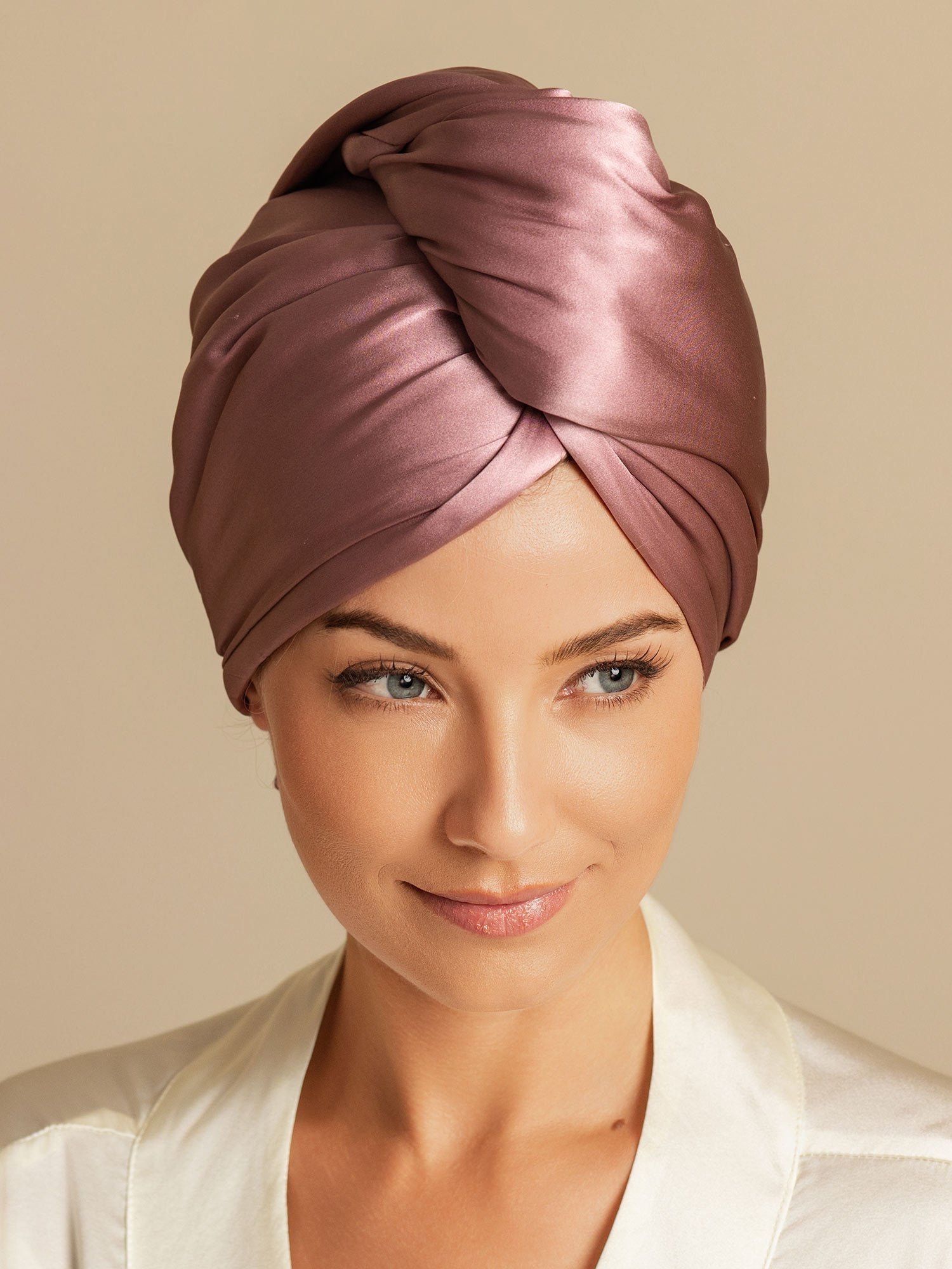 [Vaalean Mauve] SilkSilky-FI Hair Towel Wrap 004,