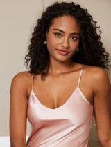 [Pinkki] SilkSilky-FI Spaghetti Strap V Neck Yöpaita 006