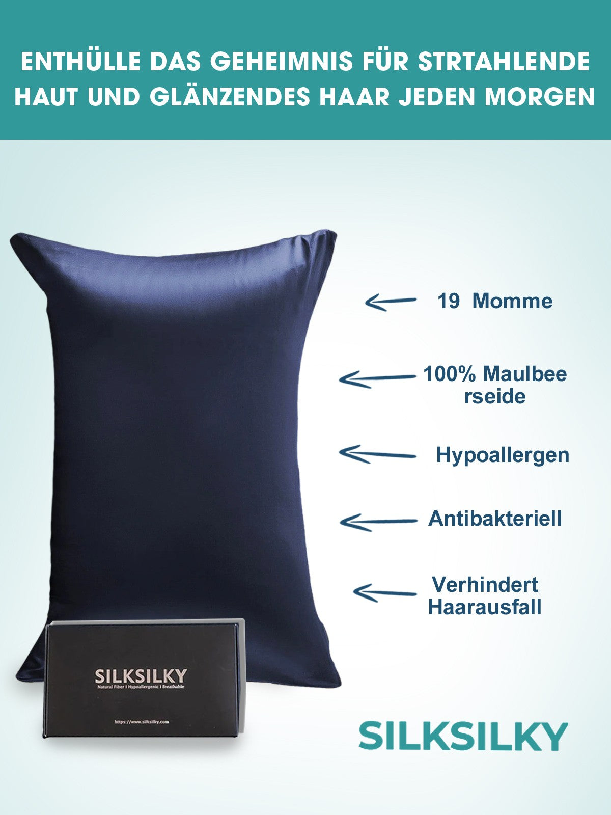 [Tummansininen] SilkSilky-FI 19Momme Pillowcase 002