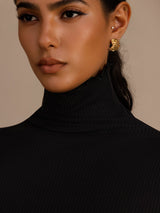 [Musta] SilkSilky-FI Long Sleeve Turtle Neck Naisten T-paita 006