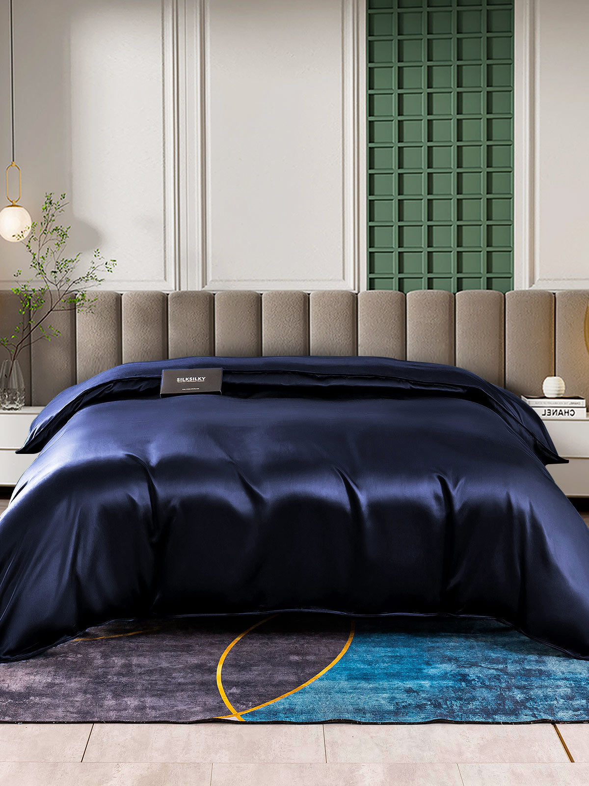 [Tummansininen] SilkSilky-FI 25Momme Duvet Cover 001