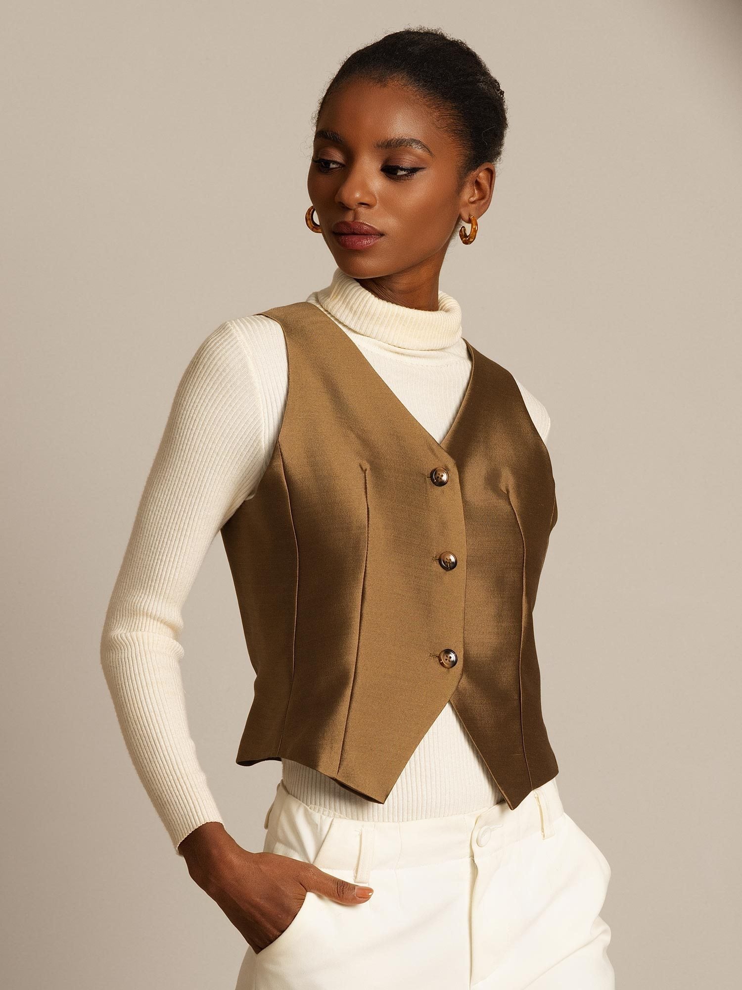 [Pronssi] SilkSilky-FI 32Momme Silk-Wool Blend Womens Vest 004,