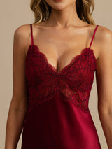 [Viini] SilkSilky-FI Spaghetti Strap Deep V Neck Yöpaita 004