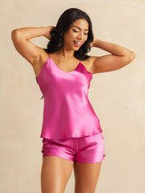 [Ruusunpunainen] SilkSilky-FI Spaghetti Strap V Neck Camisole Setti 003