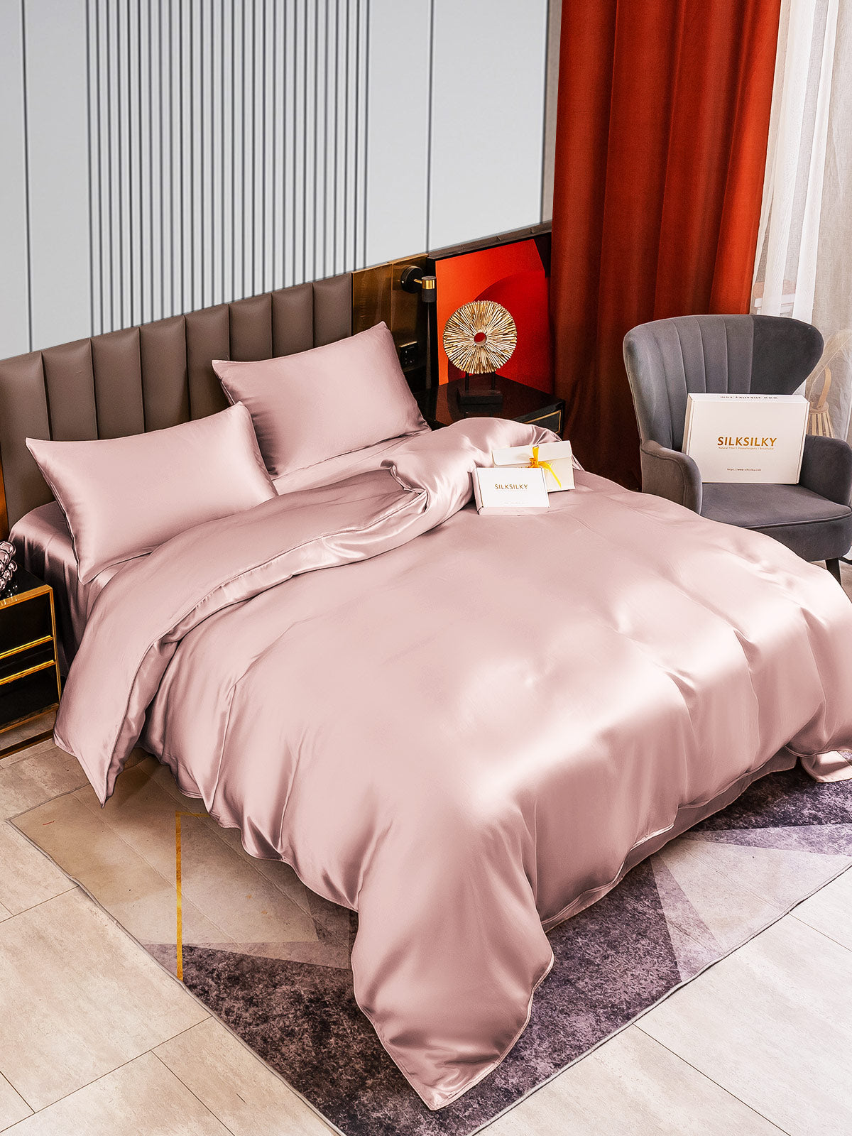 [Vaalean Mauve] SilkSilky-FI 22Momme Bedding Set 003