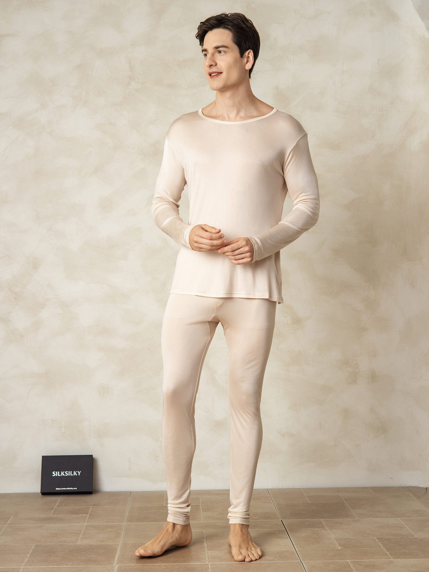 [Tan] SilkSilky-FI Mens Pajamas 001
