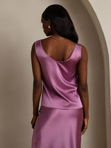 [Tumma Violetti] SilkSilky-FI Sleeveless V Neck Camisole Top 002
