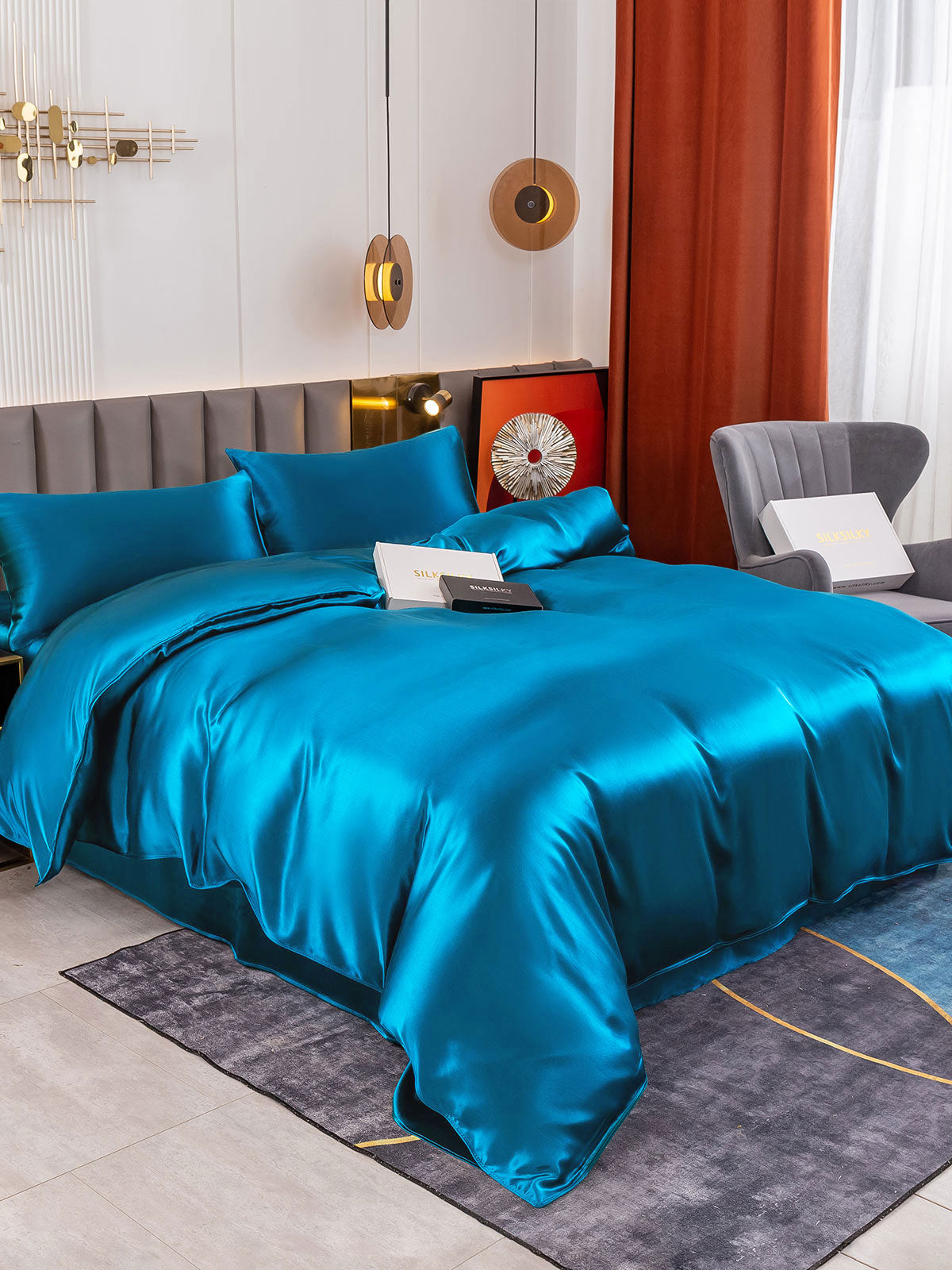 [Sinivihreä] SilkSilky-FI 19Momme Bedding Set 004