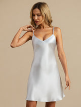[Vaaleansininen] SilkSilky-FI Spaghetti Strap V Neck Yöpaita 006