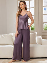 [Purppuranharmaa] SilkSilky-FI Spagettihihna V Pääntie Camisole Setti 001