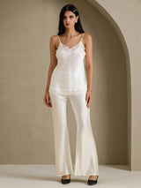 [Valkoinen] SilkSilky-FI Spaghetti Strap V Neck Camisole Top 007