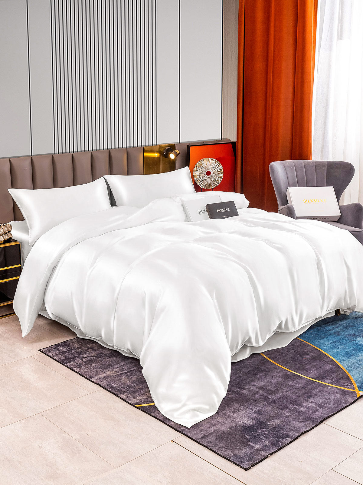 [Valkoinen] SilkSilky-FI 22Momme Bedding Set 002