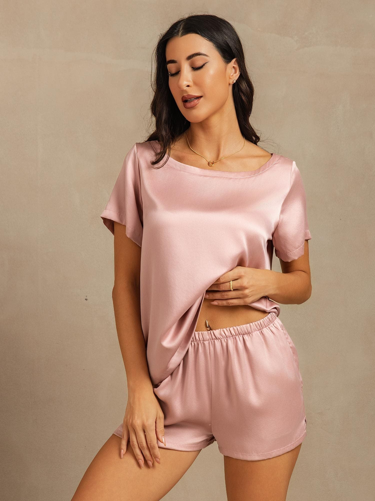 [Persikkaiho] SilkSilky-FI 19Momme Womens Pajamas 005,