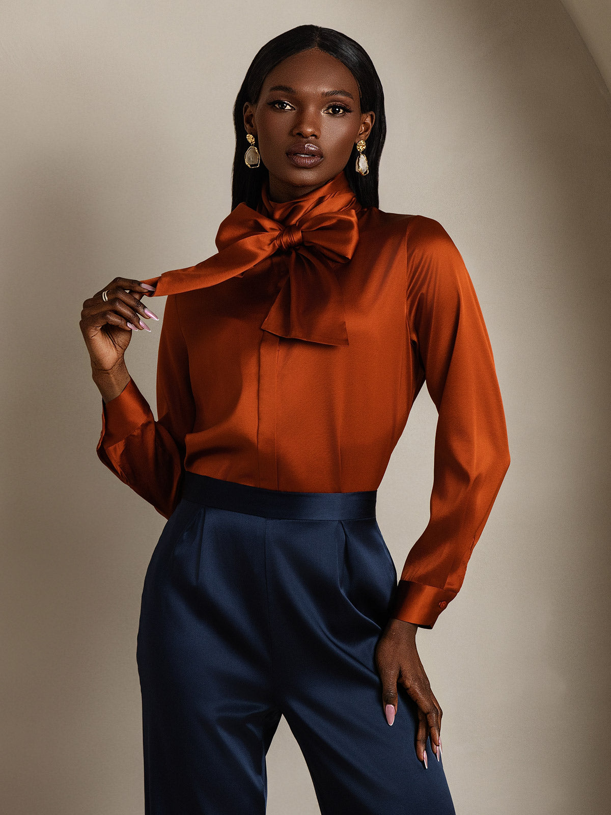 [Karamelli] SilkSilky-FI 19Momme Womens Shirt 001