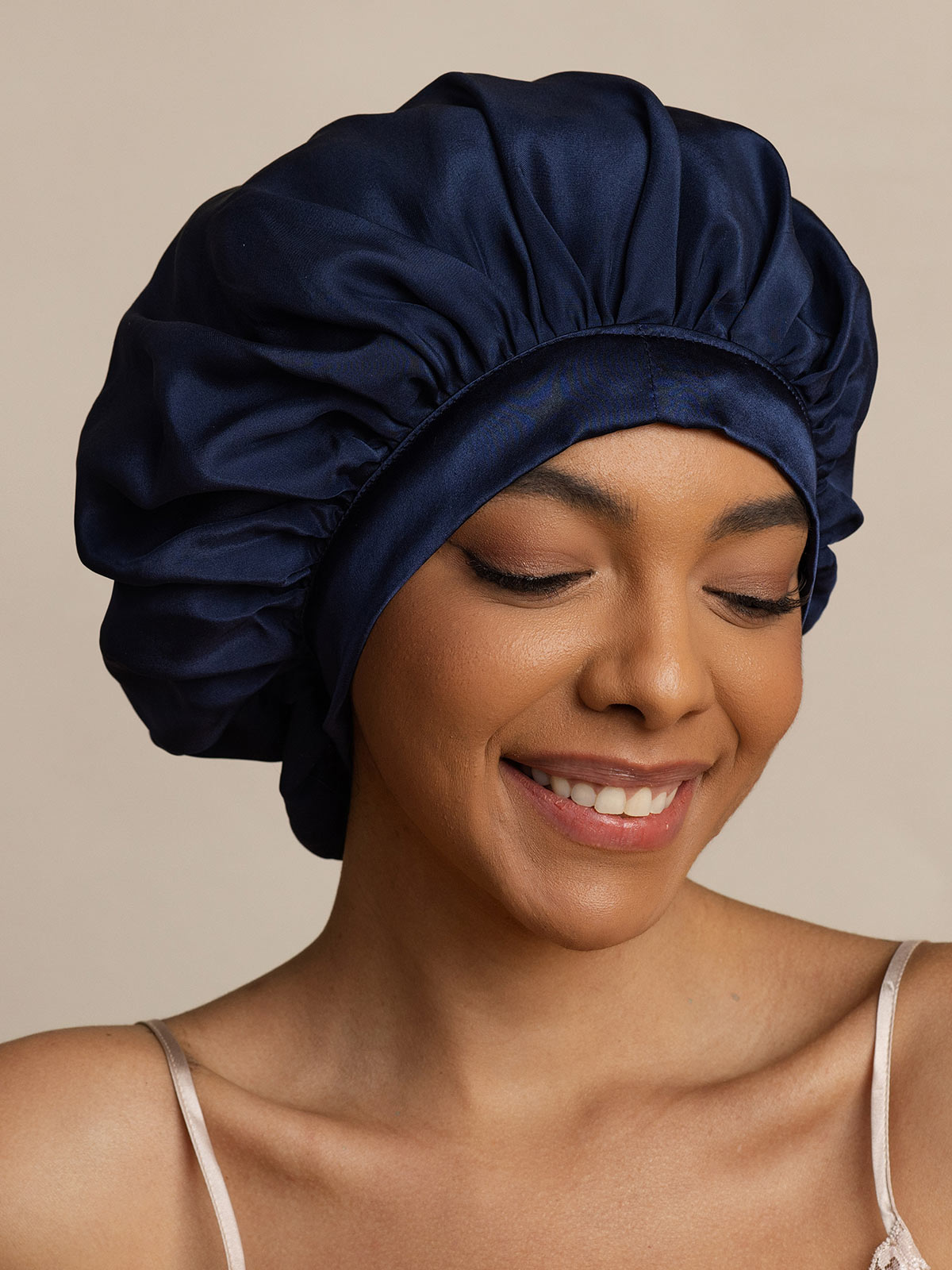 [Tummansininen] SilkSilky-FI Sleep Cap 004