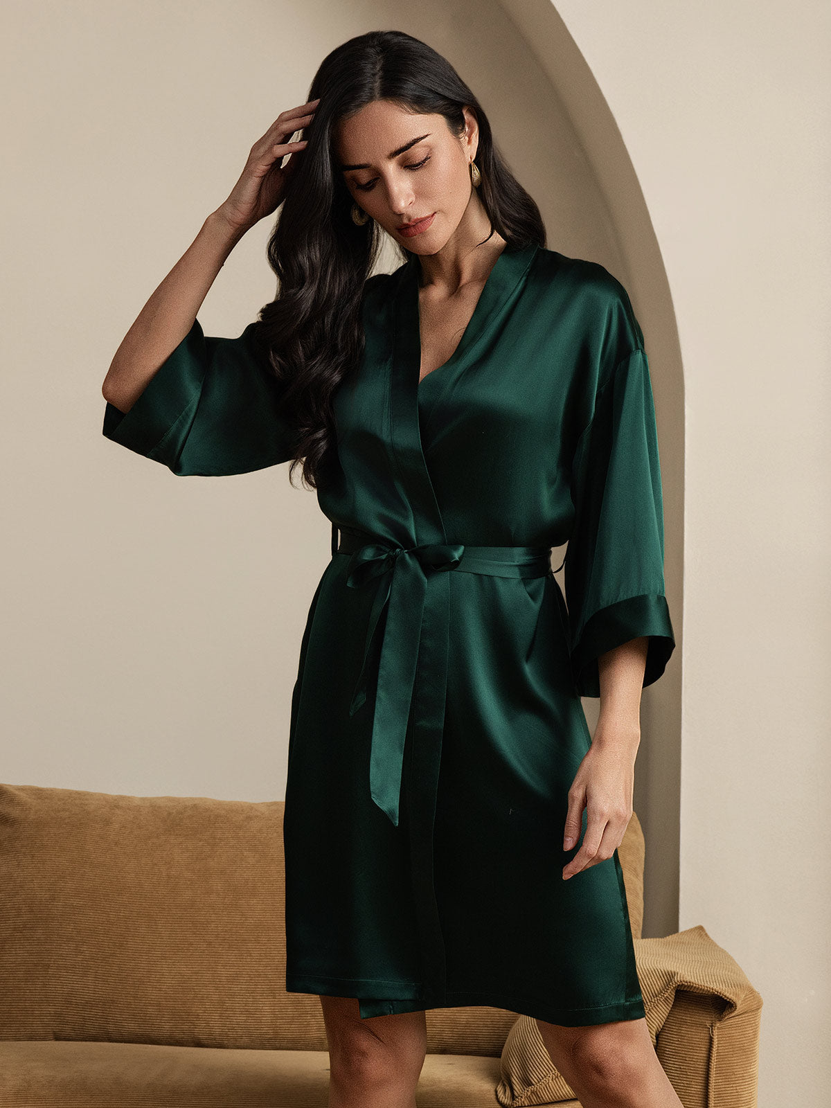 [Tummanvihreä] SilkSilky-FI Womens Robe 006