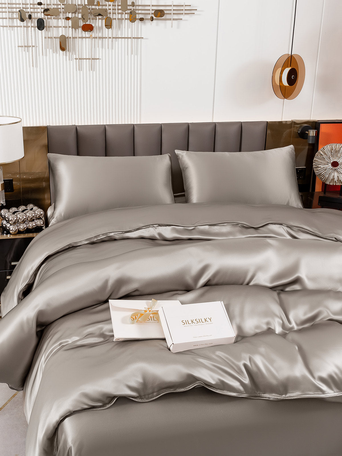 [Harmaa] SilkSilky-FI 19Momme Bedding Set 005