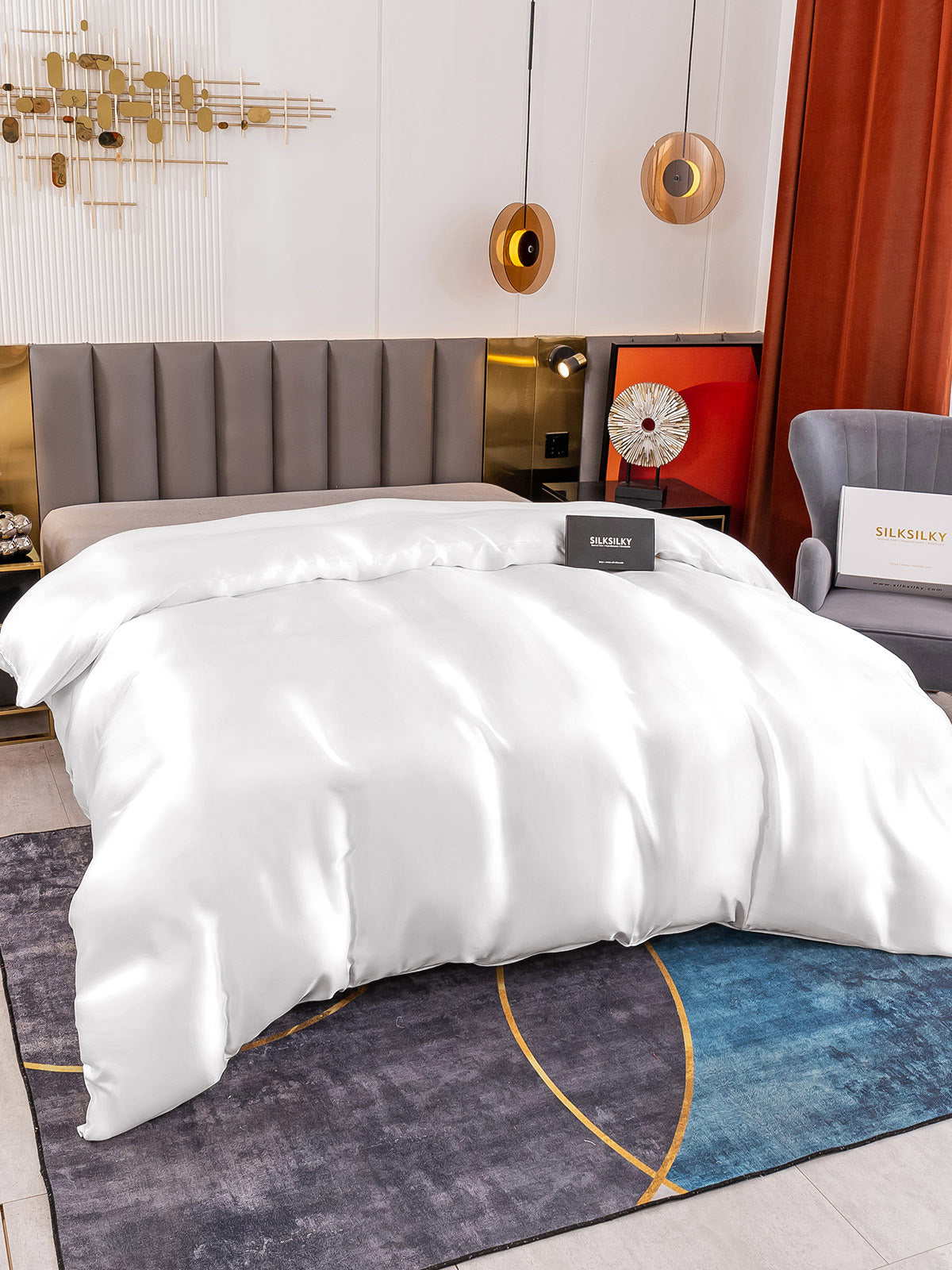 [Valkoinen] SilkSilky-FI 19Momme Duvet Cover 002
