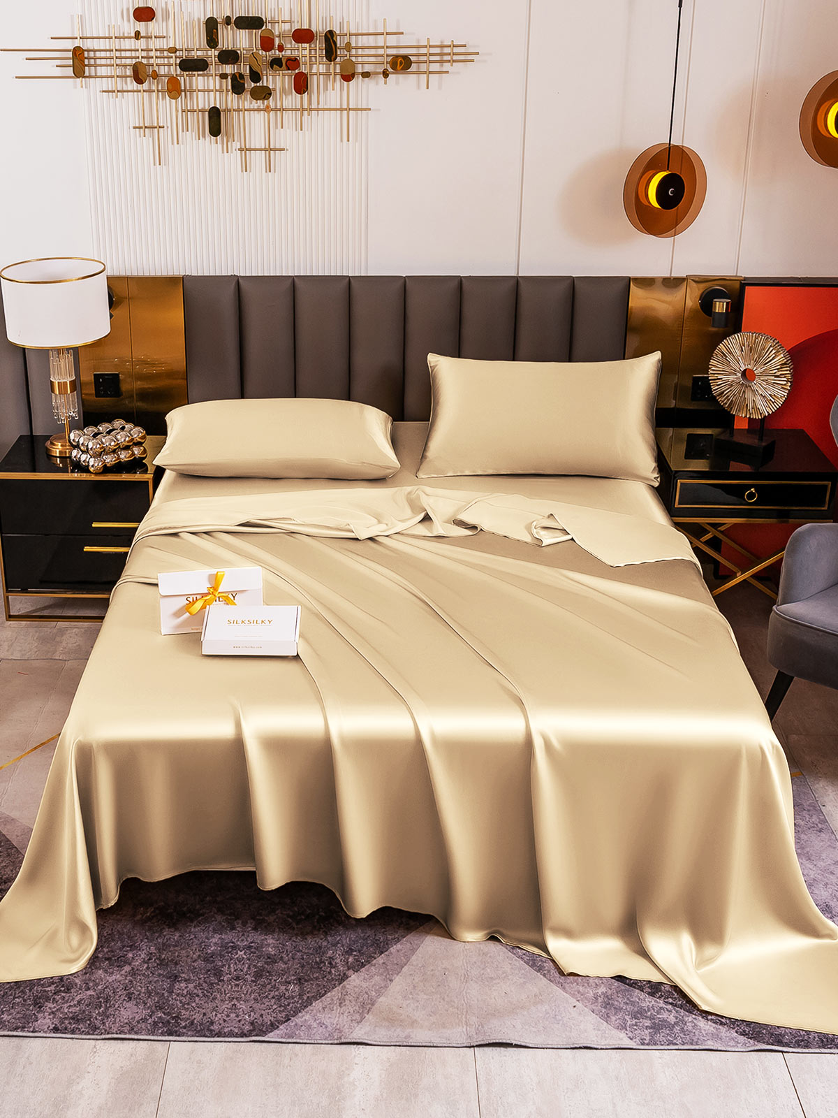 [Beige] SilkSilky-FI 19Momme Bedding Set 006
