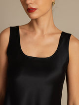 [Musta] SilkSilky-FI 19Momme Hihaton Syvä Pyöreä Pääntie Camisole Top 006