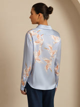 [Vaaleansininen] SilkSilky-FI Long Sleeve Lapel Collar Naisten paita 002