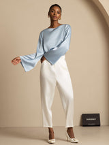 [Harmaansininen] SilkSilky-FI Long Sleeve Boat Neck Pusero 009