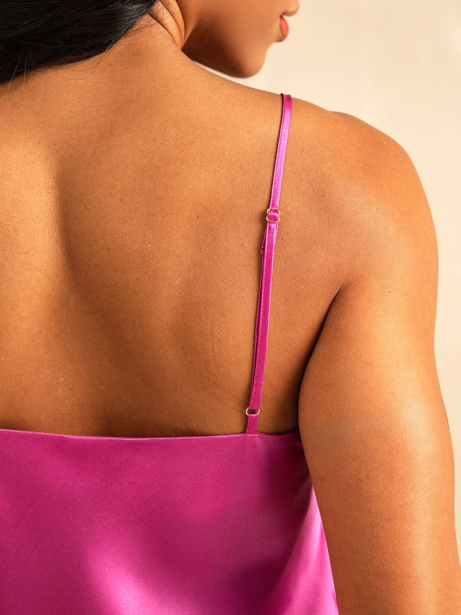 [Ruusunpunainen] SilkSilky-FI Spagettihihna V Pääntie Camisole Setti 006