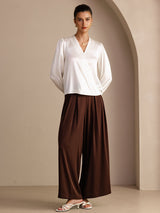 [Valkoinen] SilkSilky-FI Long Sleeve Wrap Naisten Puserot 006