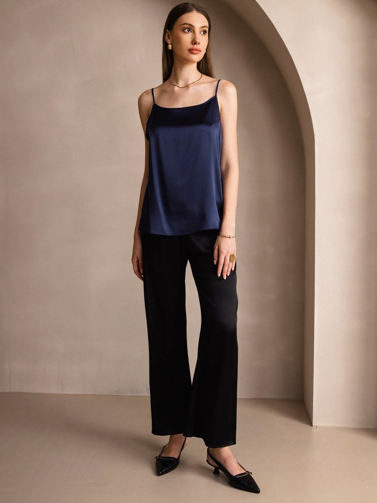 [Tummansininen] SilkSilky-FI 19Momme Camisoles 006