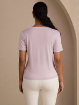 [Laventeli] SilkSilky-FI Short Sleeve V Neck Naisten T-paita 002