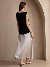 [Musta] SilkSilky-FI Sleeveless Round Neck Camisole Top 004
