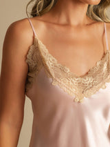[Pinkki] SilkSilky-FI Spaghetti Strap V Neck Yöpaita 004