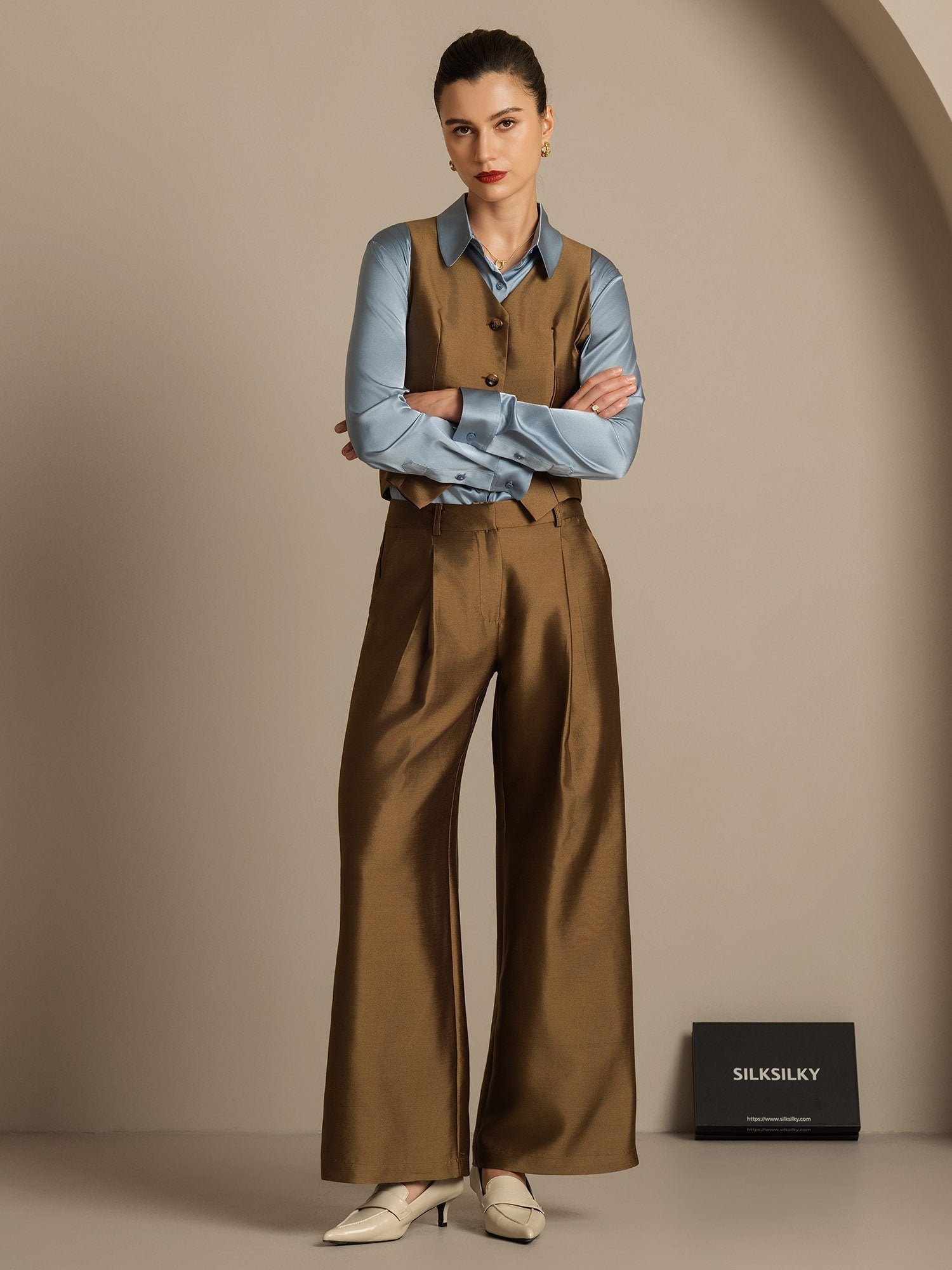 [Pronssi] SilkSilky-FI 32Momme Silk-Wool Blend Womens Pants 006,