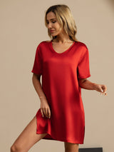 [Viini] SilkSilky-FI Half Sleeve V Neck Yöpaita 004