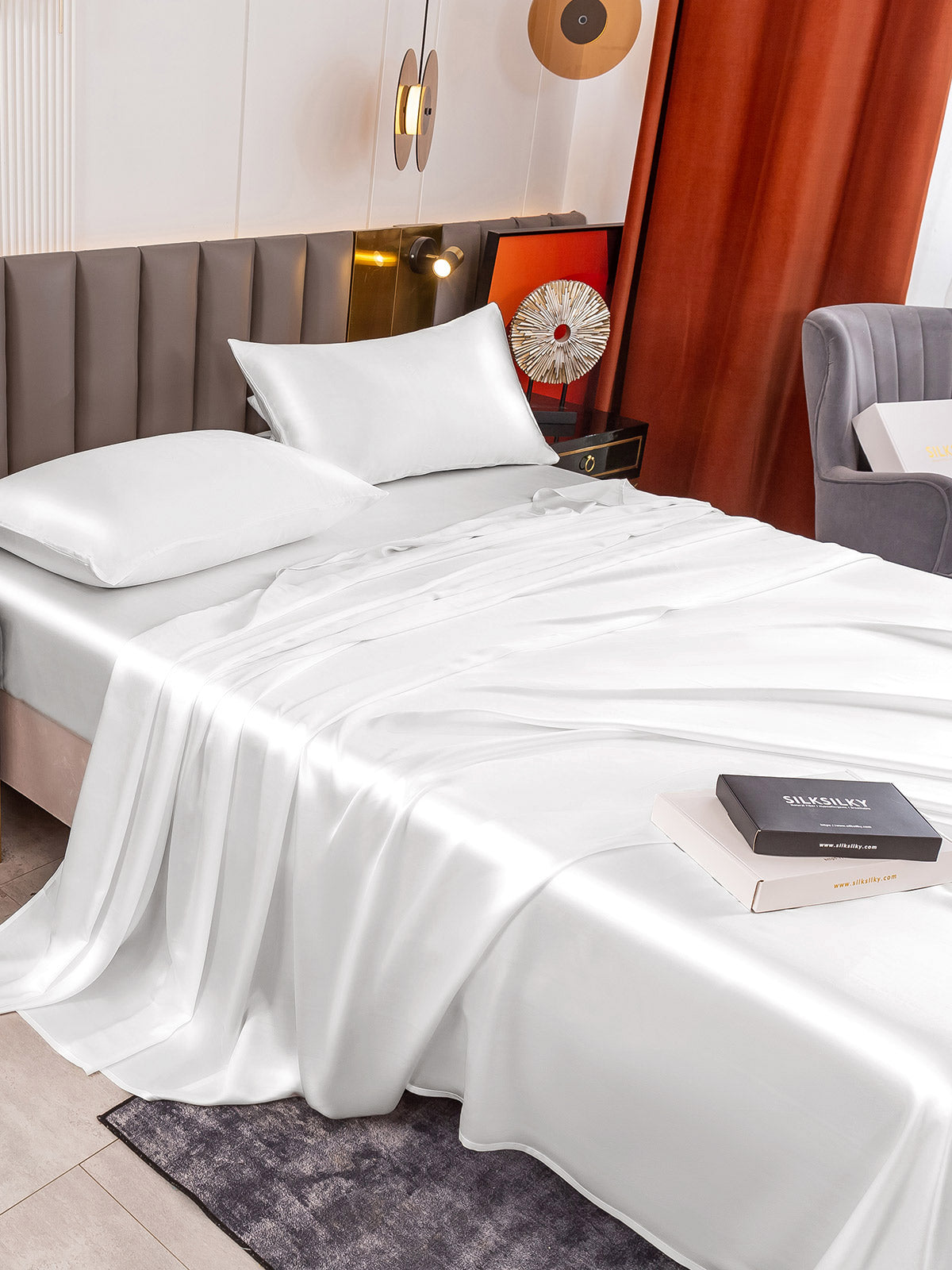 [Valkoinen] SilkSilky-FI 19Momme Bedding Set 007
