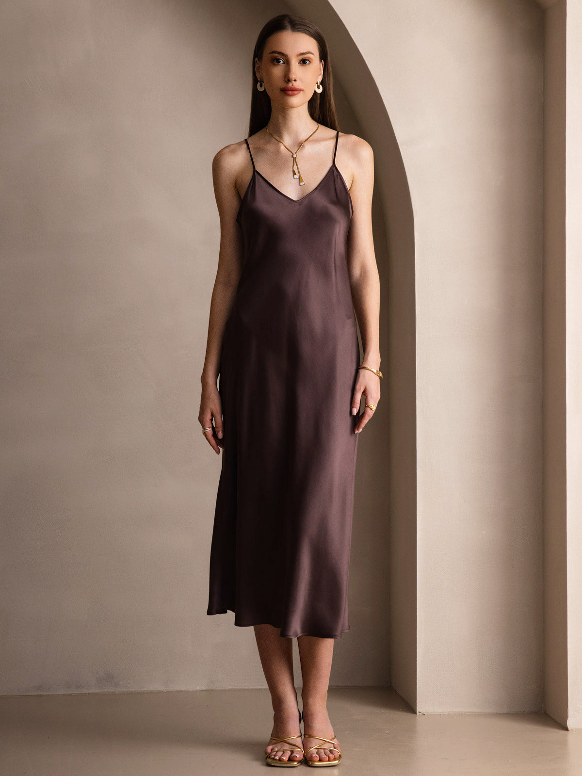 [Kahvi] SilkSilky-FI Dress 003