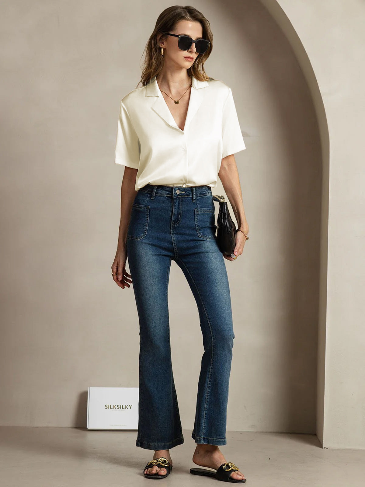 [Norsunluu] SilkSilky-FI 19Momme Womens Shirt 007