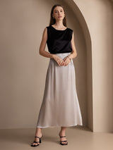 [Musta] SilkSilky-FI Sleeveless Round Neck Camisole Top 003