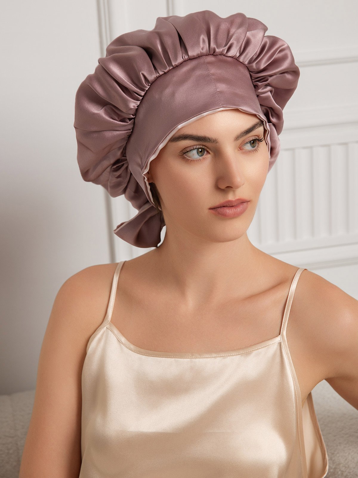 [Vaalean Mauve] SilkSilky-FI Sleep Cap 004