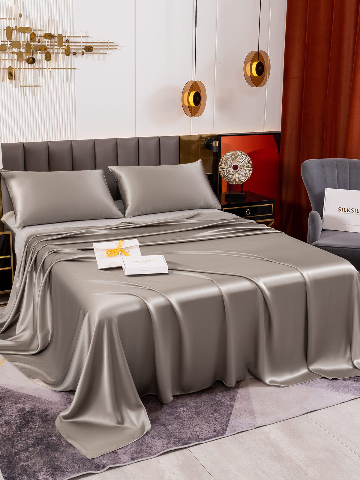 [Harmaa] SilkSilky-FI 19Momme Bedding Set 003