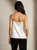 [Vaalean Harmaa] SilkSilky-FI 19Momme Spagettihihna Syvä Pyöreä Pääntie Camisole Top 002
