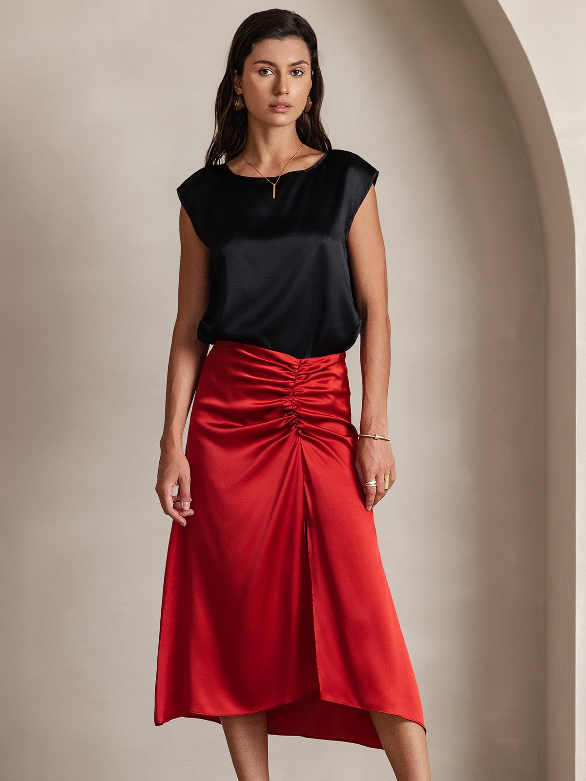 [Musta] SilkSilky-FI 19Momme Womens T-Shirt 003