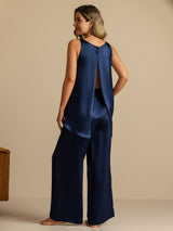 [Tummansininen] SilkSilky-FI Sleeveless Scoop Neck Camisole Top 007