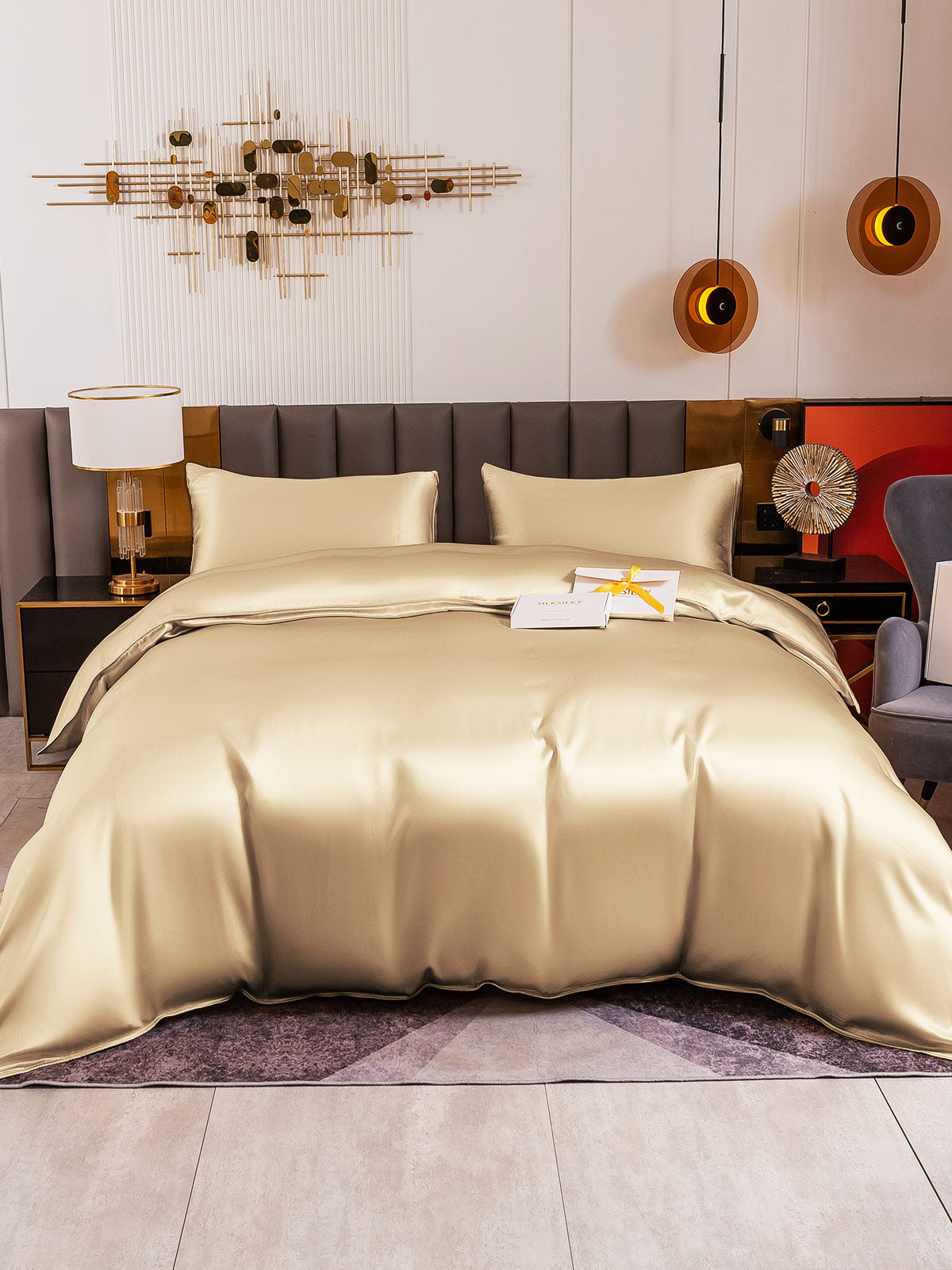[Beige] SilkSilky-FI 19Momme Bedding Set 005