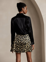 [Musta] SilkSilky-FI Long Sleeve Lapel Collar Naisten paita 002
