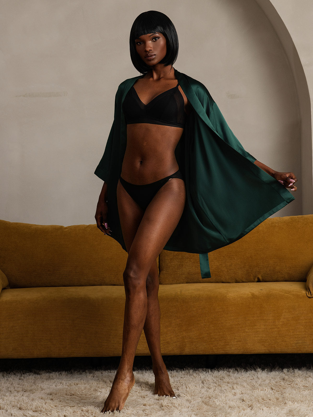 [Tummanvihreä] SilkSilky-FI Womens Robe 007