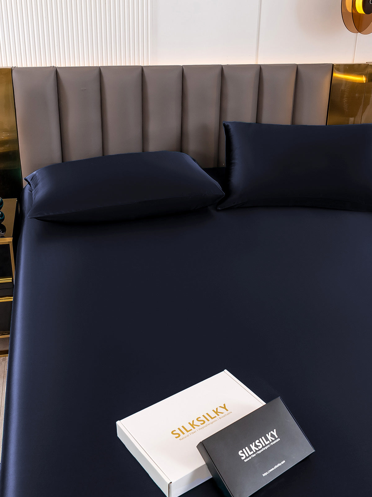[Tummansininen] SilkSilky-FI 19Momme Bedding Set 005