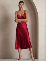 [Viini] SilkSilky-FI Spaghetti Strap V Neck Mekko 004