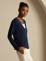 [Tummansininen] SilkSilky-FI Long Sleeve Naisten Cardigan 005