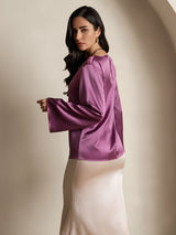[Tumma Violetti] SilkSilky-FI Long Sleeve Boat Neck Pusero 002